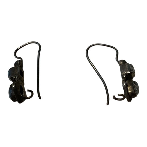 Silver Earrings Glass stones hook pierced vintage 1” - Picture 3 of 9